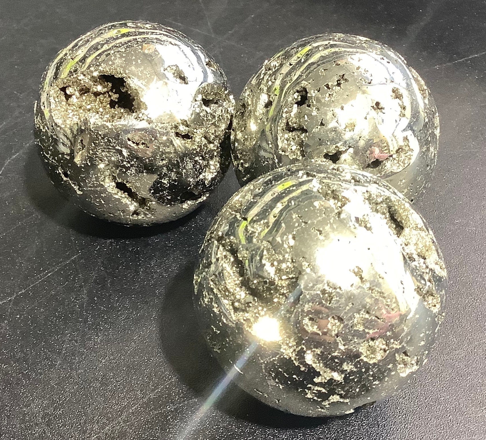 Golden Pyrite Crystal Druzy Sphere Fools Gold Polished Carving Wholesale by Amazing Crystals