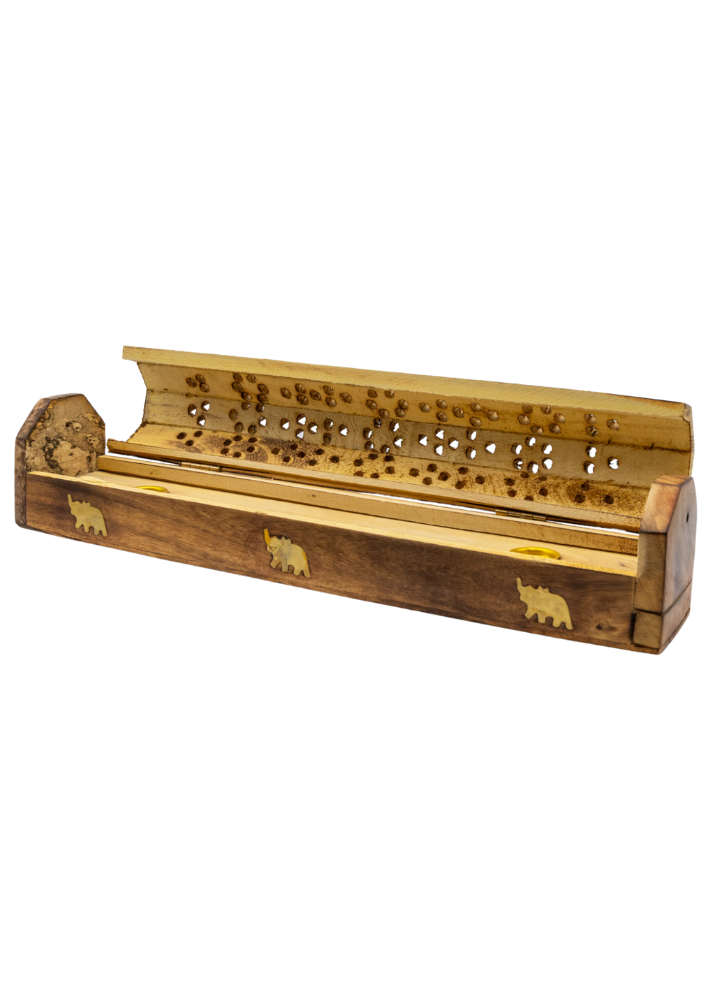 Brass Inlay Elephant Coffin Incense Burner by Enchanted Soul
