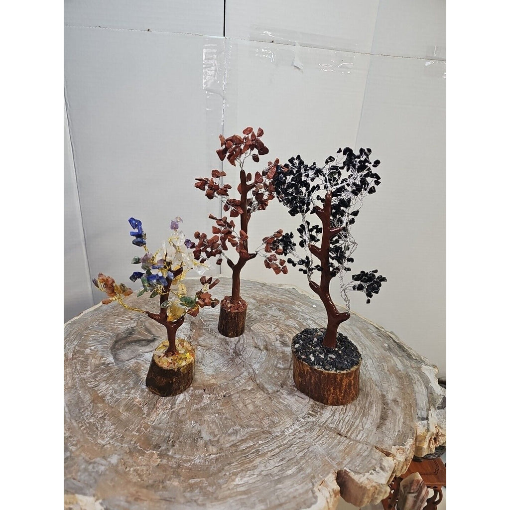Crystal Gemstone Bonsai Tree — Carnelian, Amethyst & Quartz on Gold Branches | CrystalCloud Company by CrystalCloud Company
