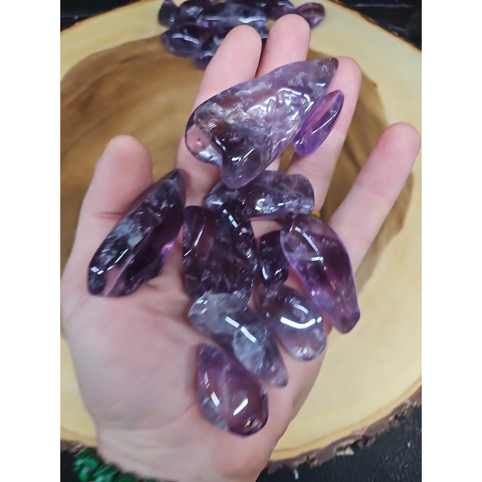 11Pcs Raw Natural Purple Amethyst Quartz Crystal Tumbled Healing Brazil .44lbs by CrystalCloud Company