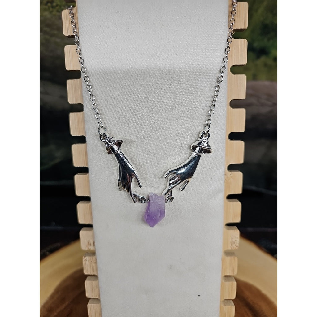 Amethyst Crystal Necklace 16in Stainless Steel by CrystalCloud Company