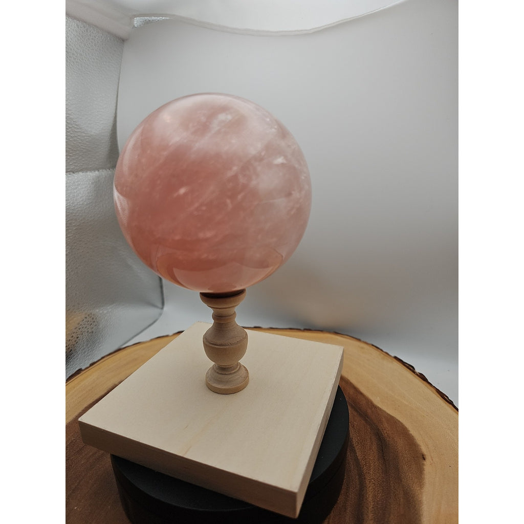 3.04LB Natural Pink Rose Quartz Crystal Sphere 98-107mm W/stand by CrystalCloud Company