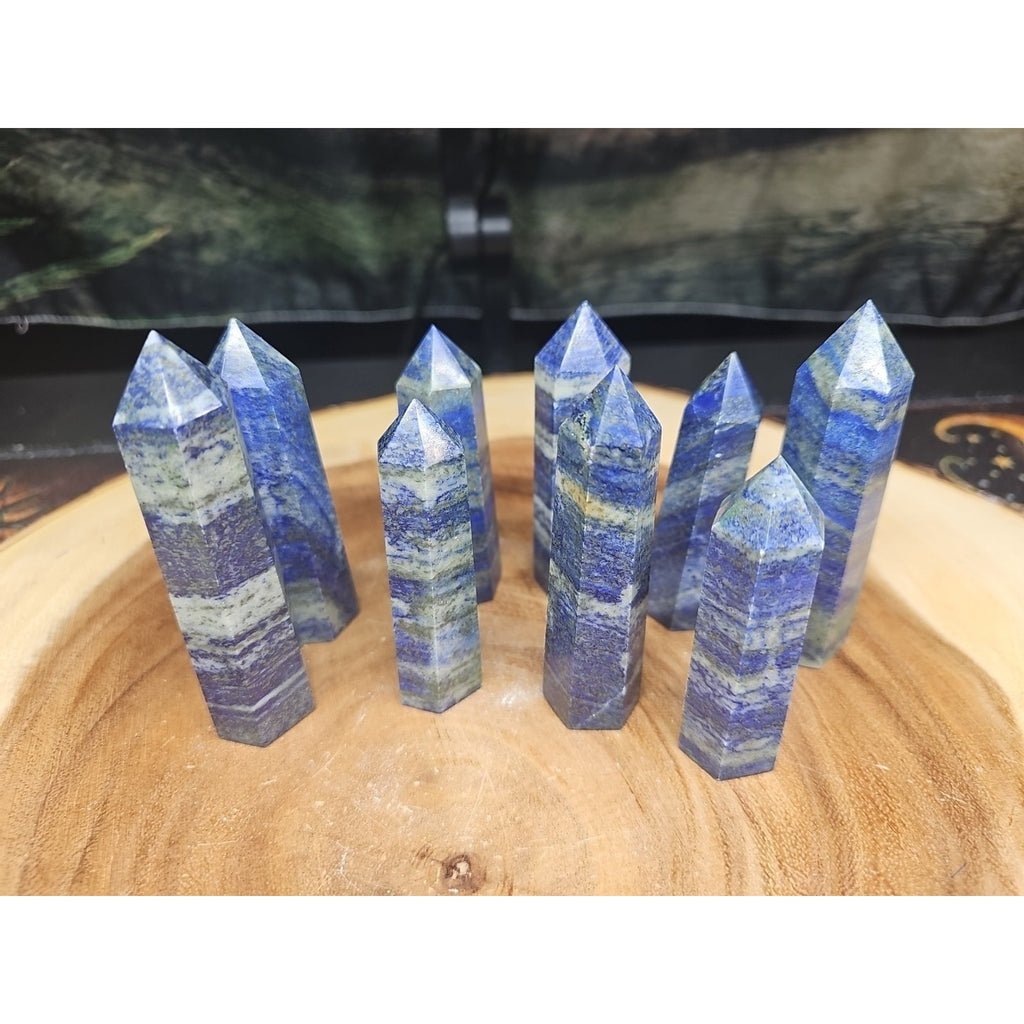 Blue Lapis Lazuli & Pyrite Crystal Tower — Rare Generator Point from Brazil | CrystalCloud Company by CrystalCloud Company