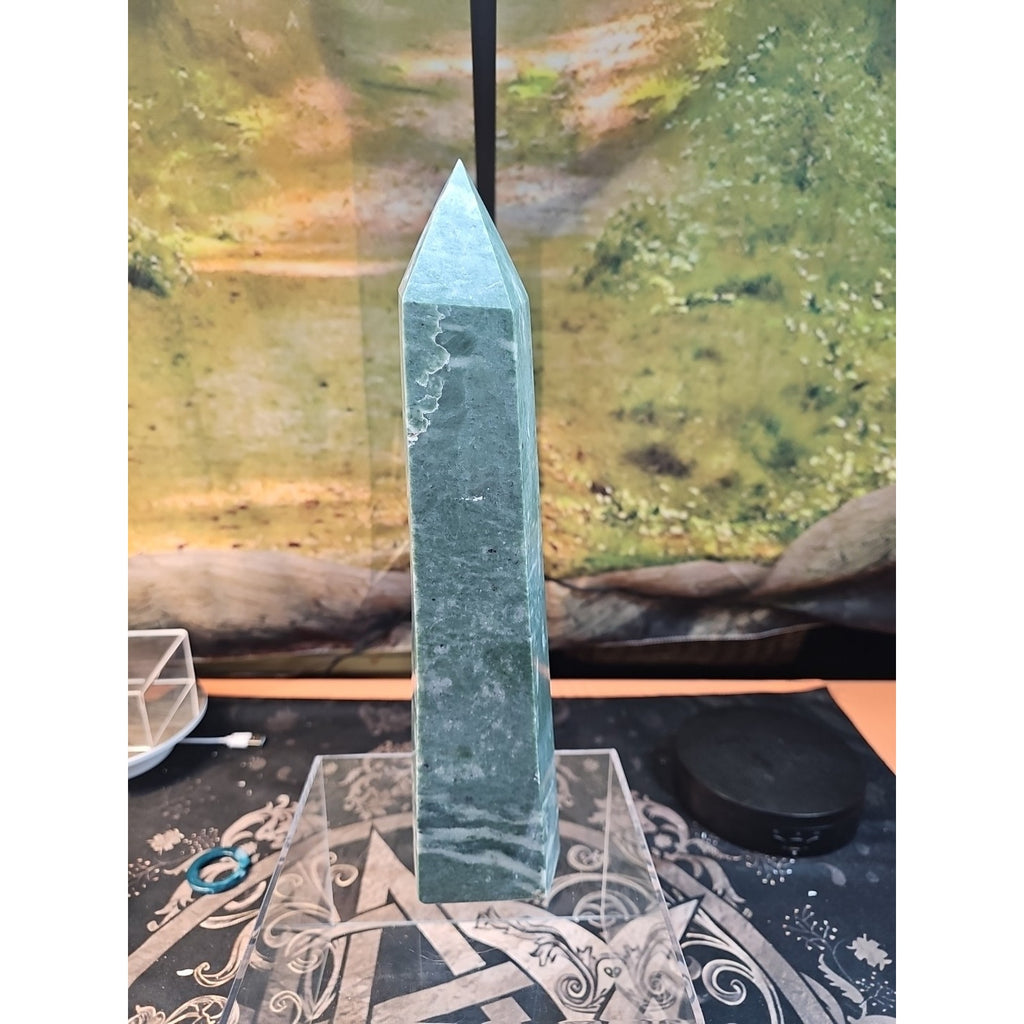 4.69lbs 12in Tall Green Jasper Crystal Point Tower Healing by CrystalCloud Company