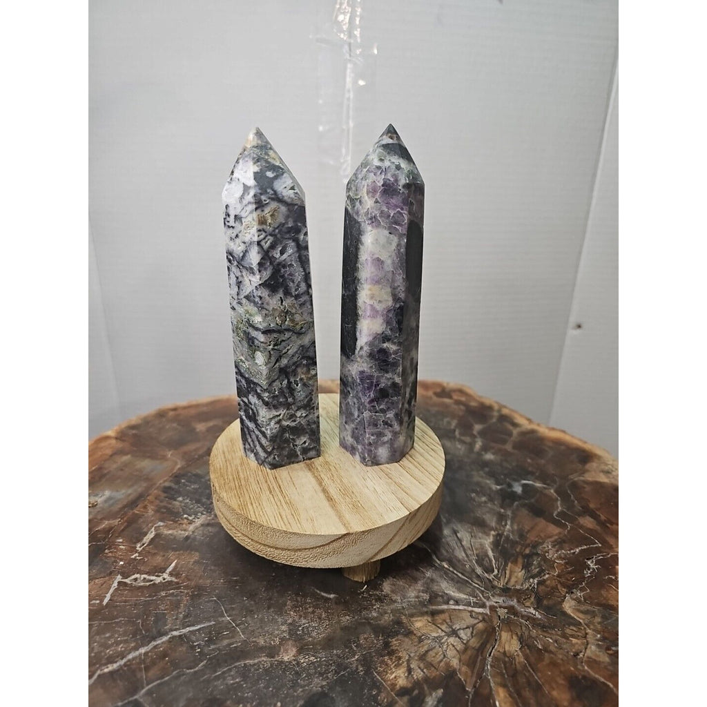 2Pcs Natural Purple Fluorite Quartz Crystal Point Tower Polished by CrystalCloud Company