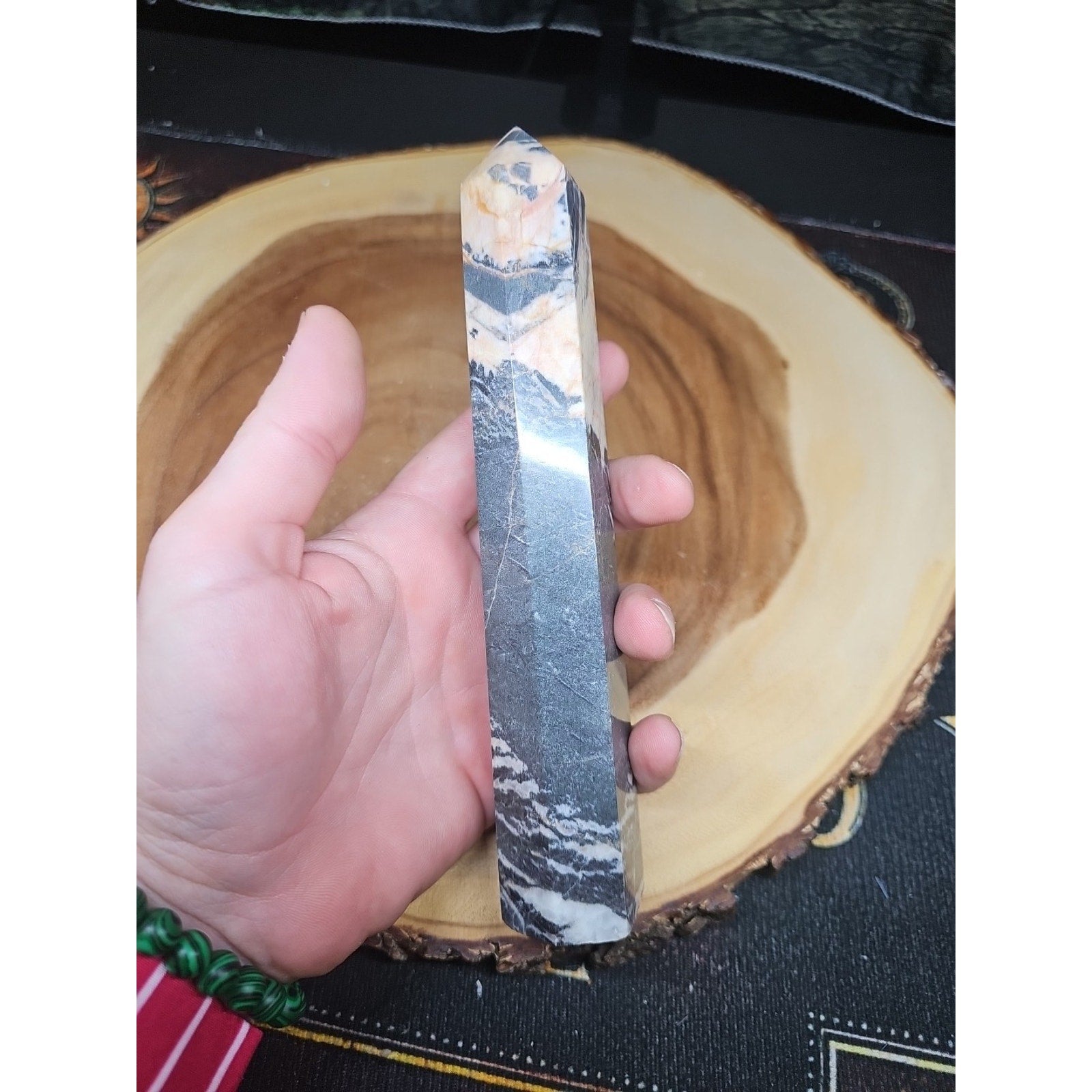 Zebra Stone Tower 390g 7.3/4 In Tall by CrystalCloud Company