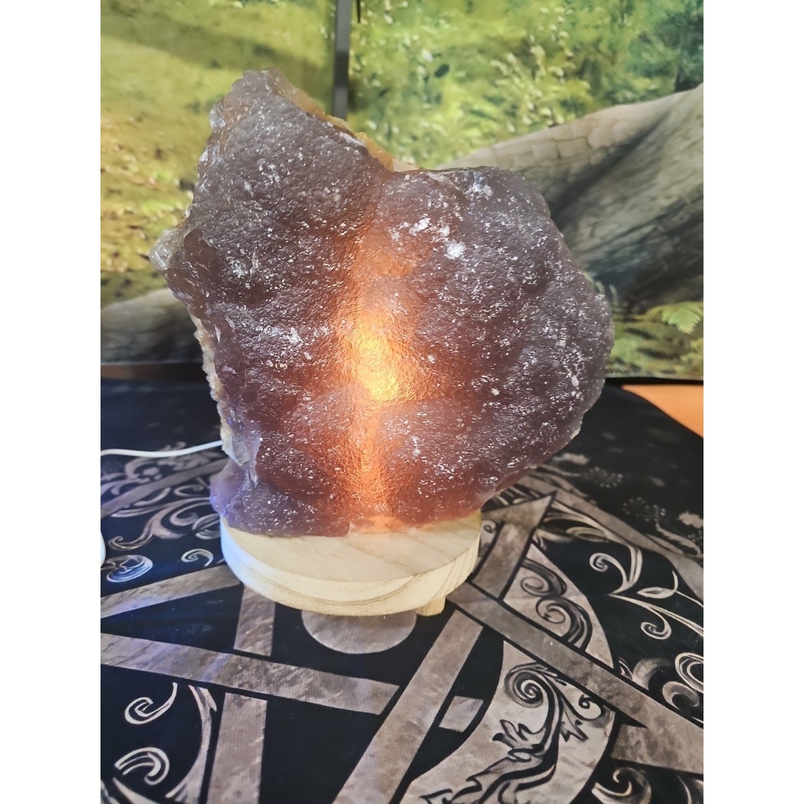11.9LB Natural fluorite quartz crystal Cluster specimen W/led Back Light Stand by CrystalCloud Company