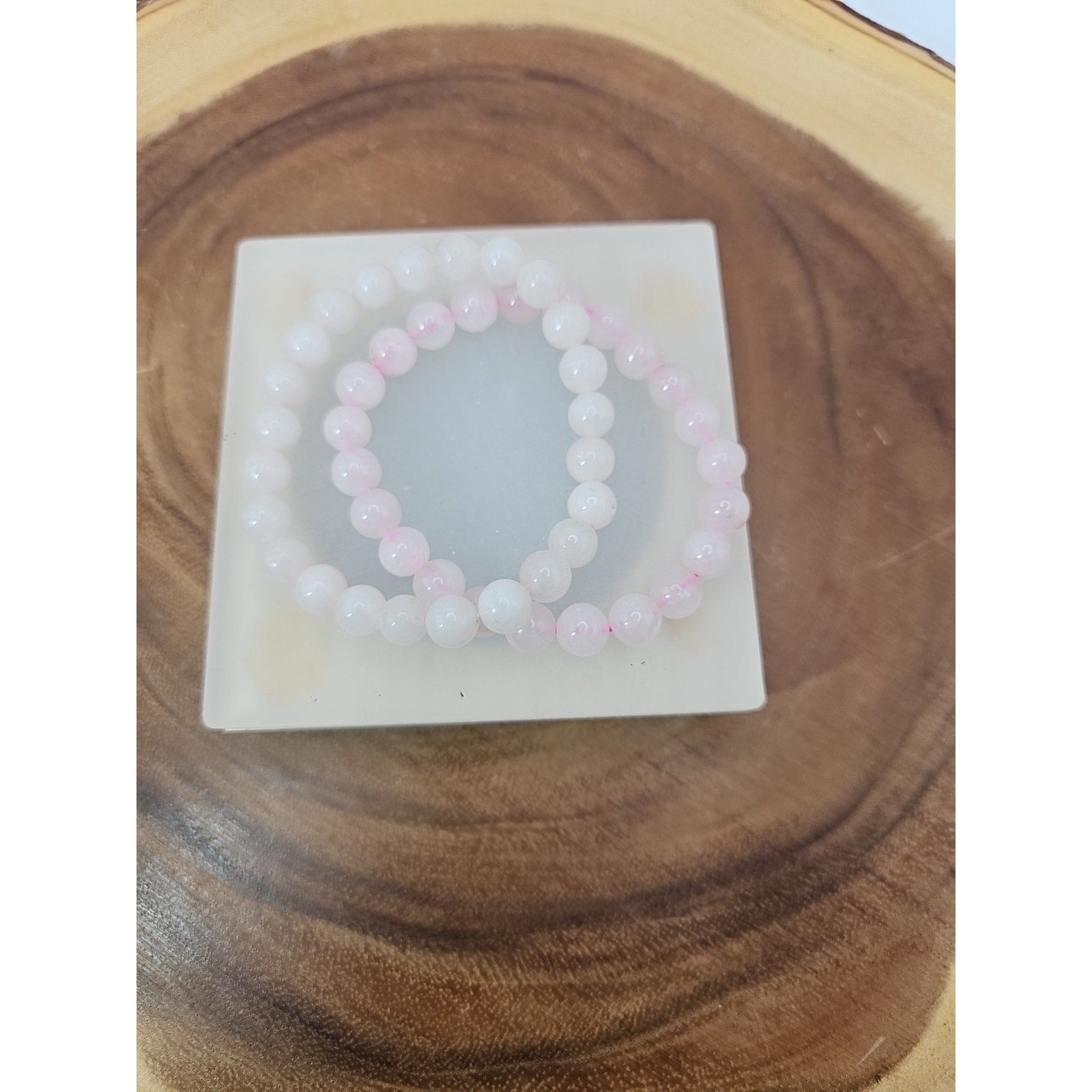 1 Real Rose Quartz Beaded Bracelet 8mm Handmade by CrystalCloud Company