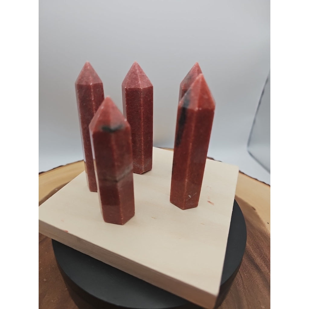 5pcs Avg .65 Natural Rhodonite Quartz Crystal Brazil by CrystalCloud Company