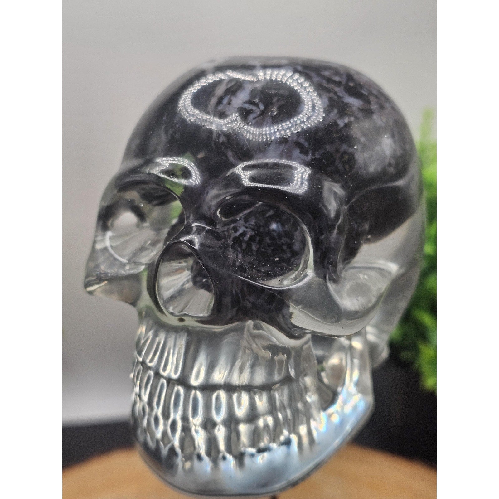 Polychrome resin skull by CrystalCloud Company