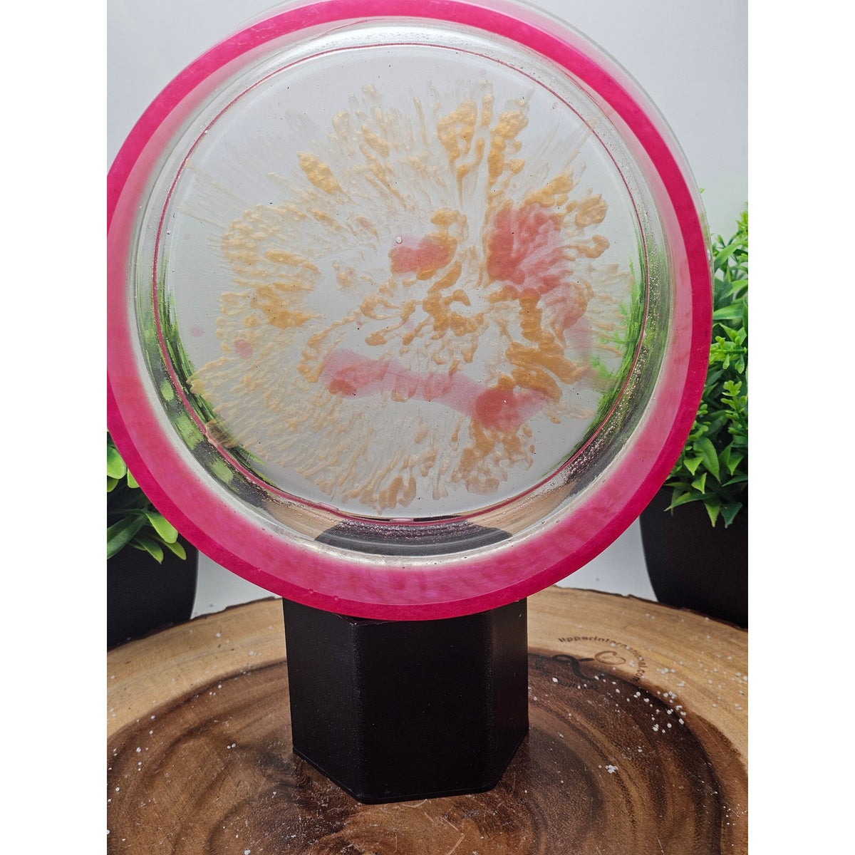Handmade Resin Bowl Pink Gold Floral One of a Kind