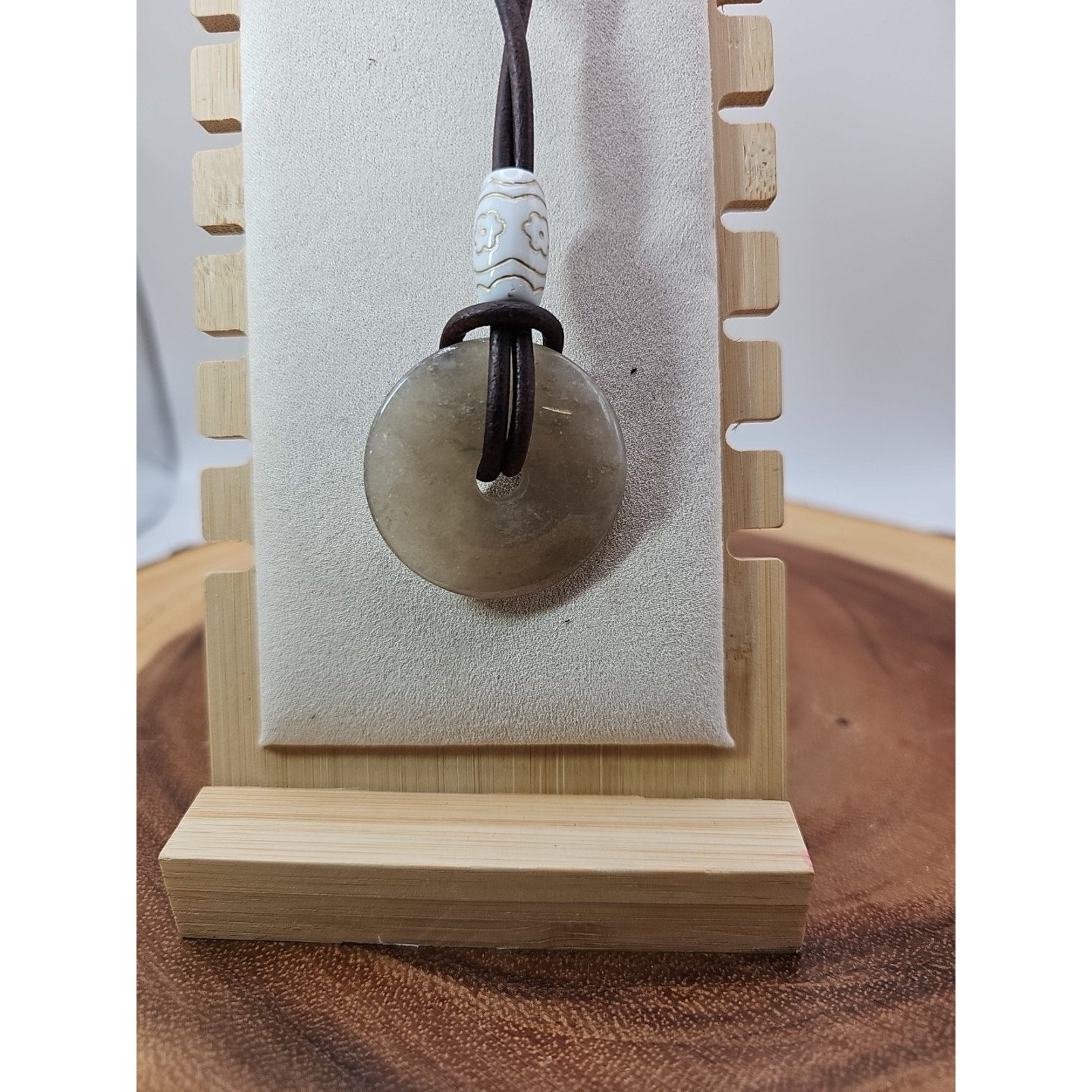Quartz Lucky Pendant Leather Cord by CrystalCloud Company