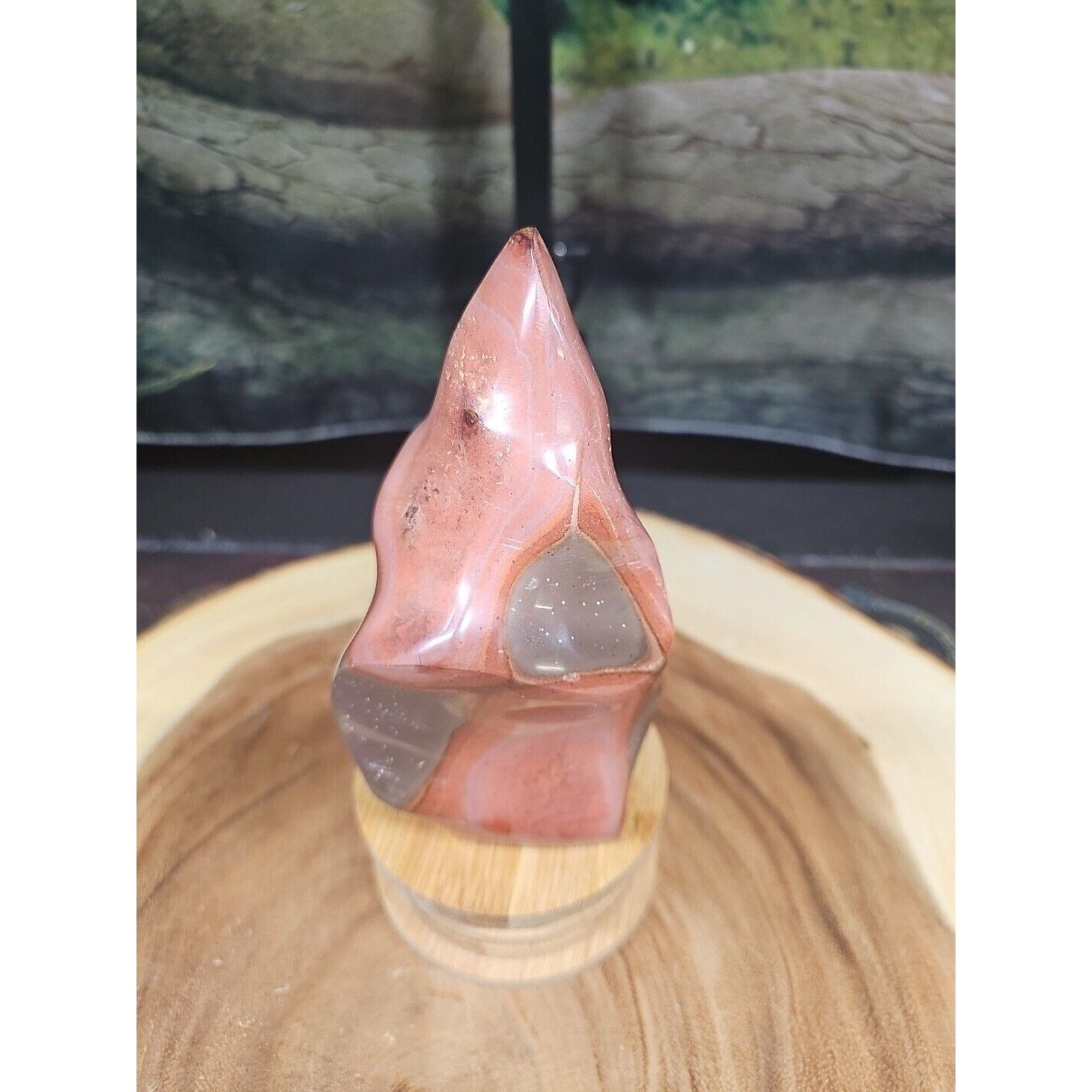 1.25LB 1Pcs Natural Polychrome Ocean Jasper Crystal Flame Point Carved Healing by CrystalCloud Company