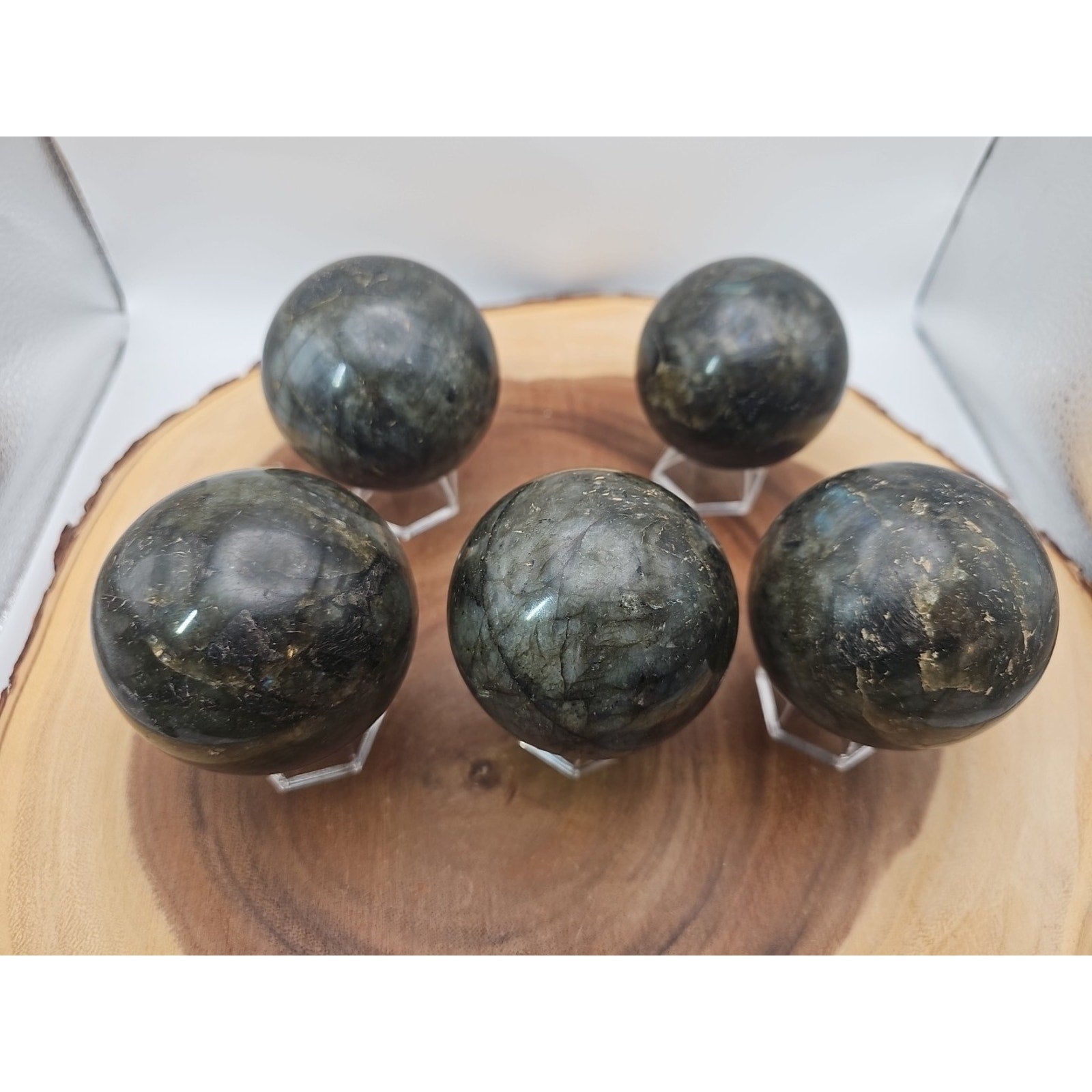 1LB 1Pcs Natural Rainbow Labradorite Crystal Sphere Ball Polished w/stand by CrystalCloud Company