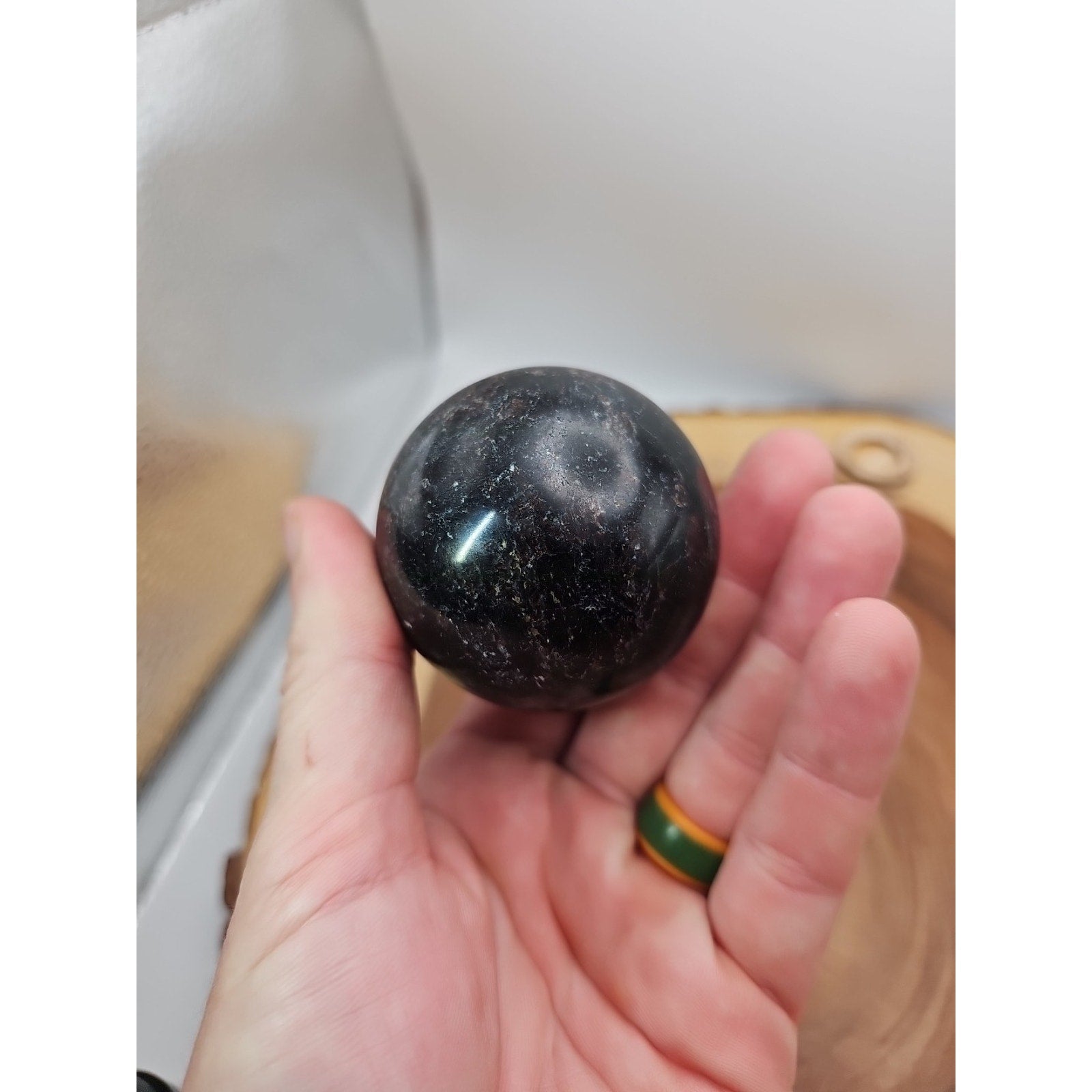 Arfvedsonite Garnet Sphere 276g With Stand by CrystalCloud Company