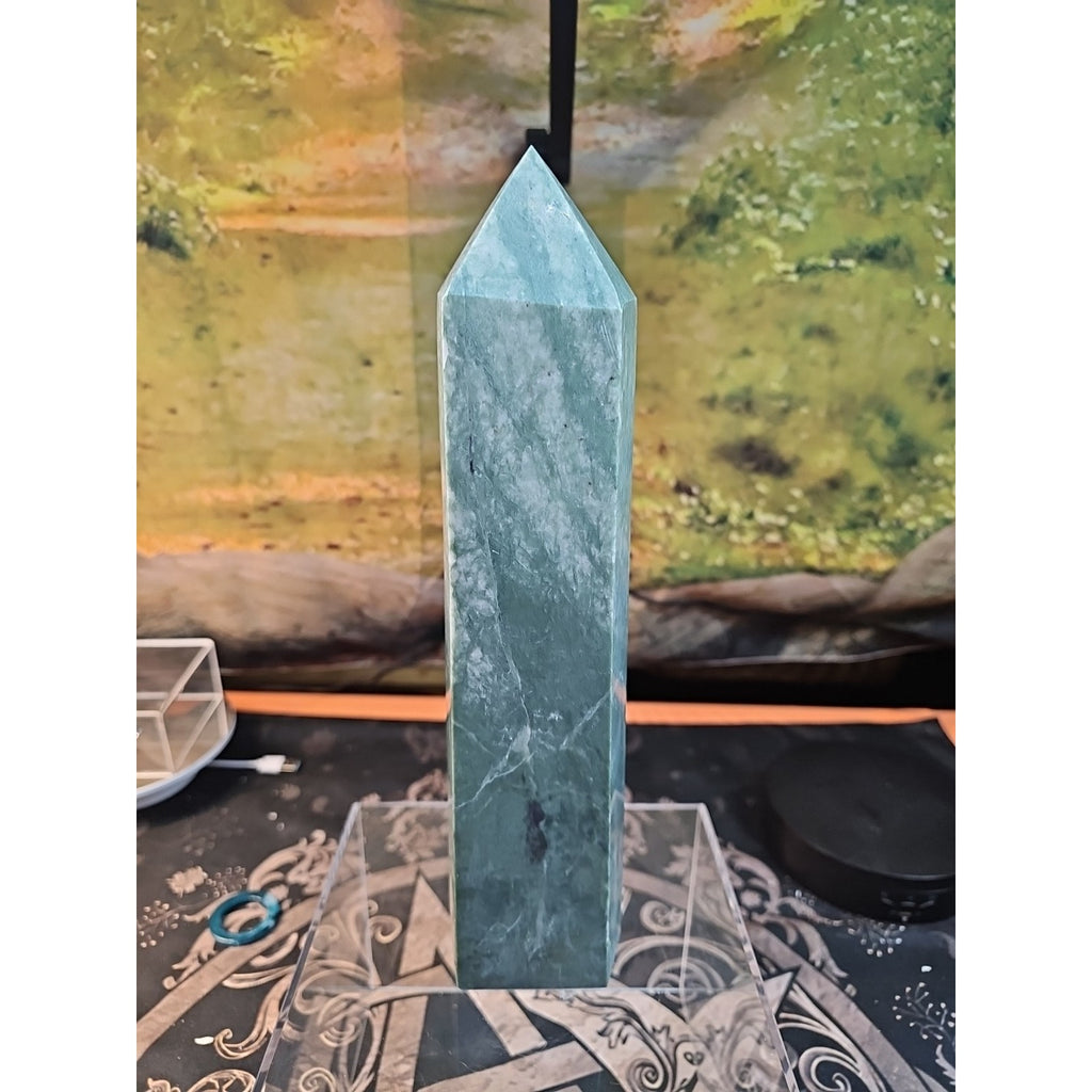 5.04lbs 11.5in Tall Green Jasper Crystal Point Tower Healing by CrystalCloud Company