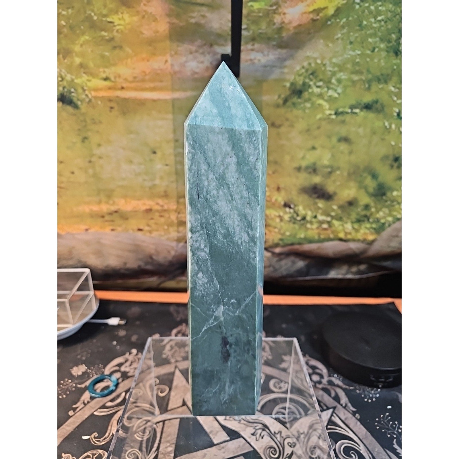 5.04lbs 11.5in Tall Green Jasper Crystal Point Tower Healing by CrystalCloud Company