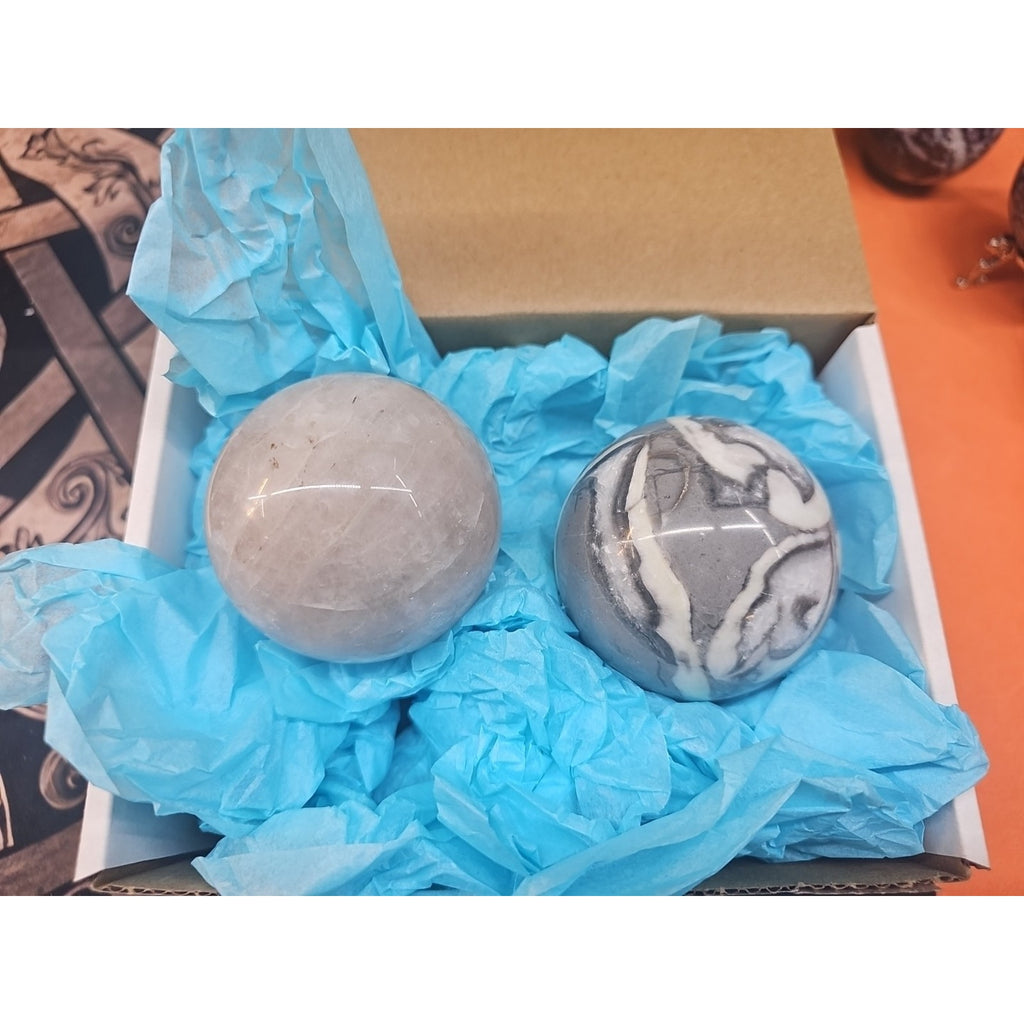 Ocean Jasper Spheres 60mm+ Set Of 2 Random Selection W/stands by CrystalCloud Company
