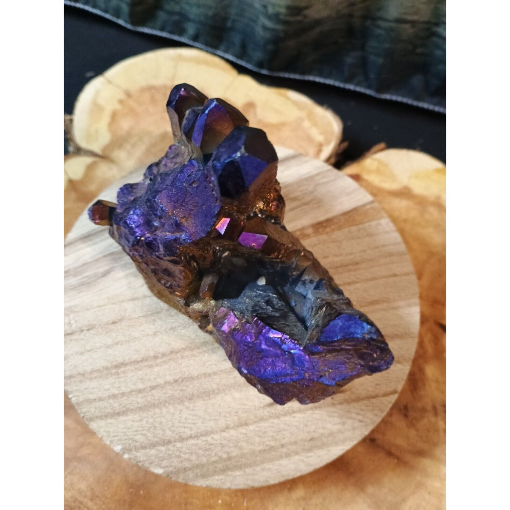 Rainbow Aqua Aura Quartz Crystal Cluster — 1.2 lbs, Titanium Coated | CrystalCloud Company by CrystalCloud Company