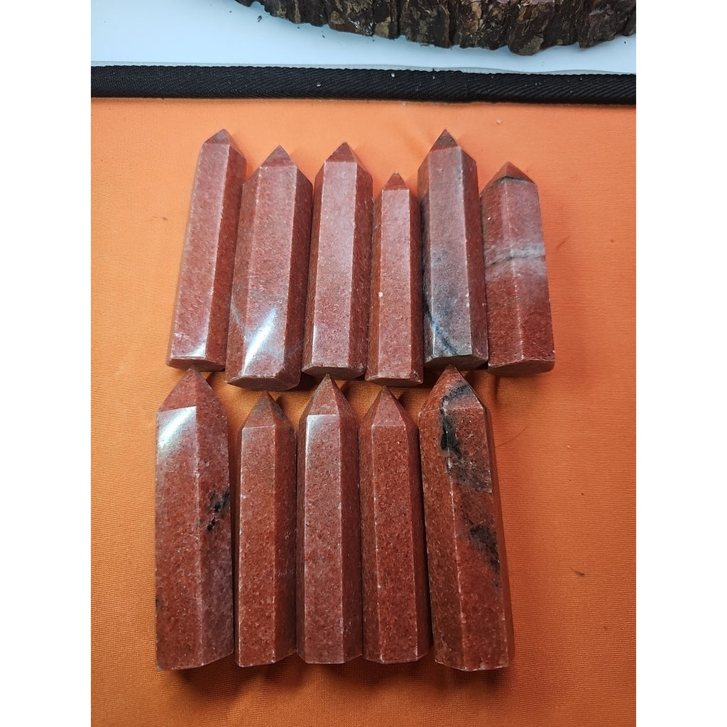 5pcs Avg .65 Natural Rhodonite Quartz Crystal Brazil by CrystalCloud Company