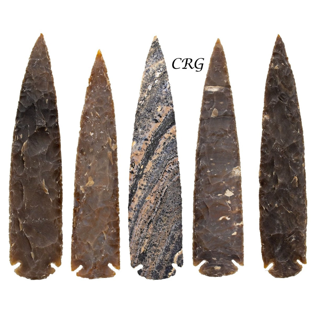 Fancy Jasper Arrowheads (4 Pieces) Size 7 Inches Crystal Gemstone Carvings by Crystal River Gems