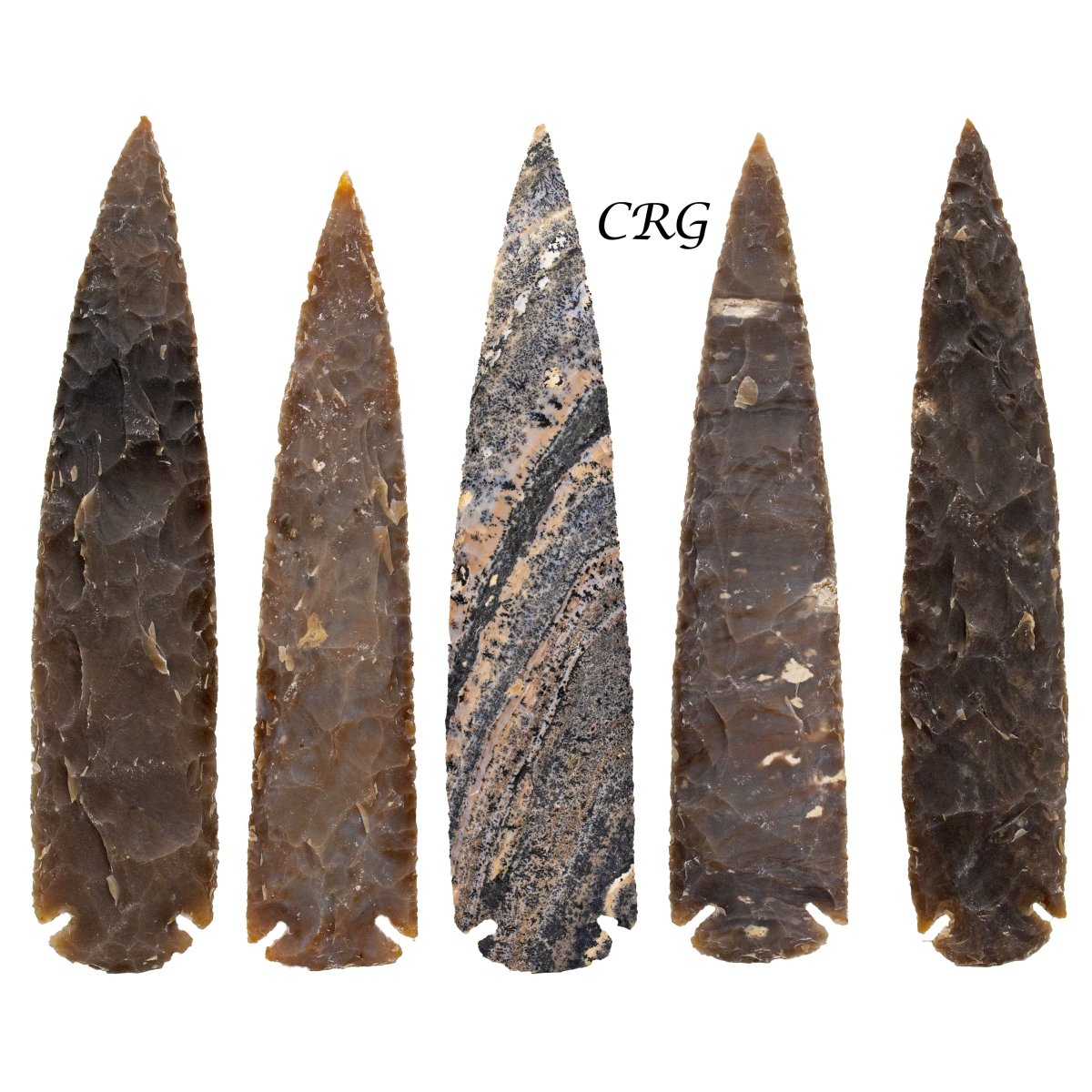 Fancy Jasper Arrowheads (4 Pieces) Size 7 Inches Crystal Gemstone Carvings by Crystal River Gems