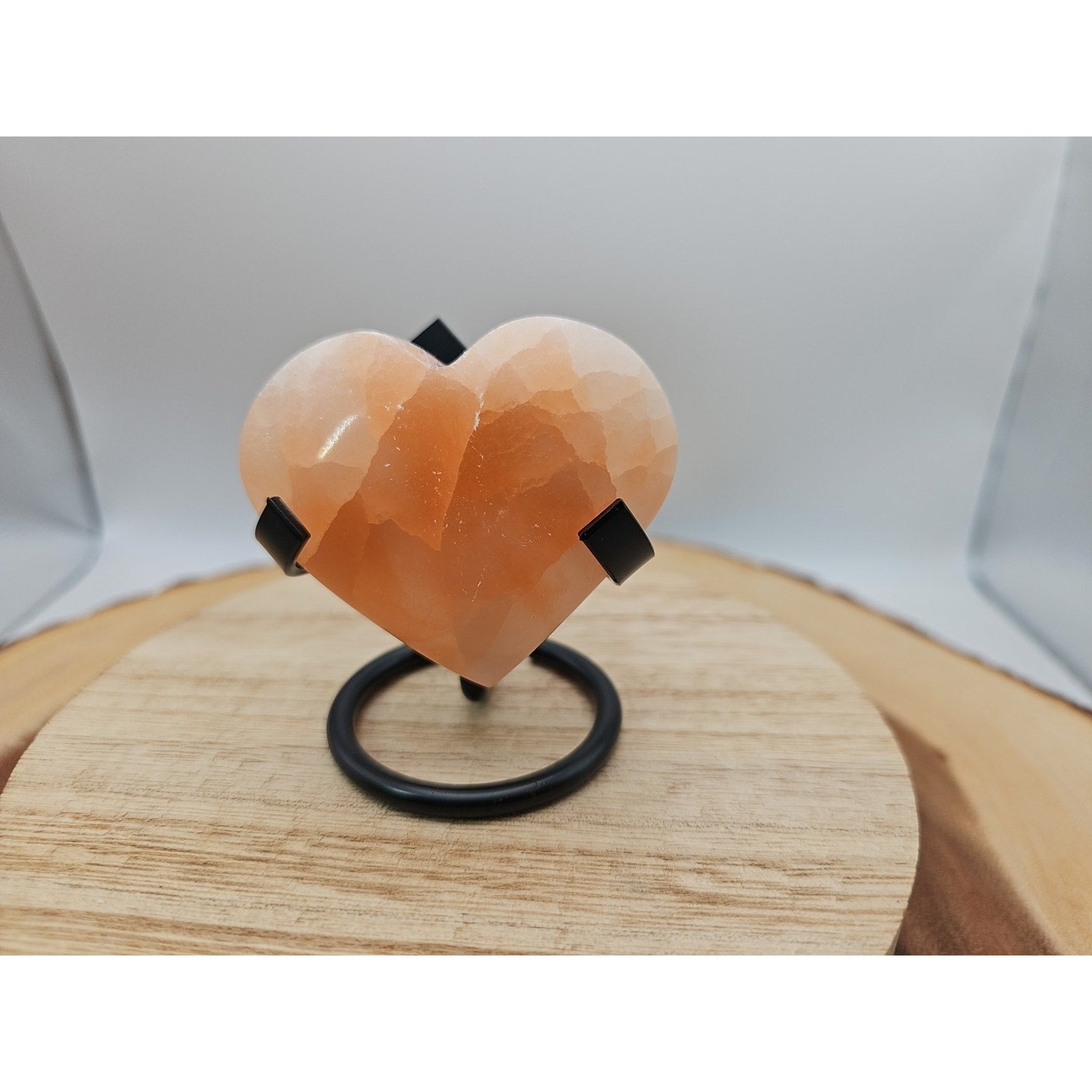 Peach Selenite Palm Stone W/stand 1each by CrystalCloud Company