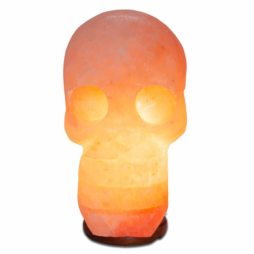 Skull Shaped Salt Lamp - 9.5" avg. - Cord, Bulb, Dimmer by Sacred Crystals