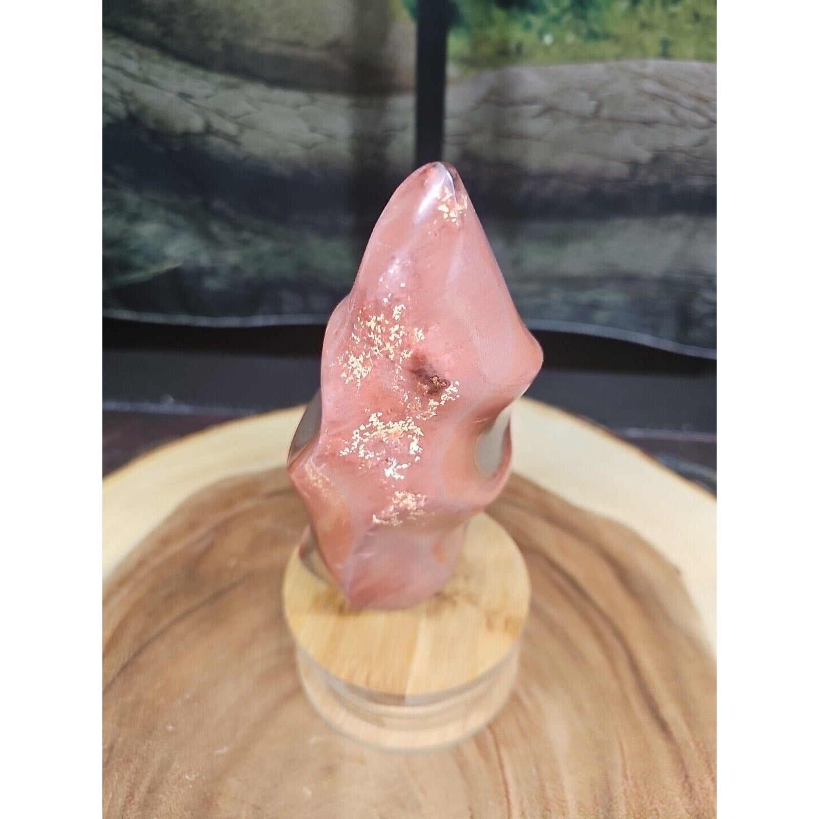 1.25LB 1Pcs Natural Polychrome Ocean Jasper Crystal Flame Point Carved Healing by CrystalCloud Company