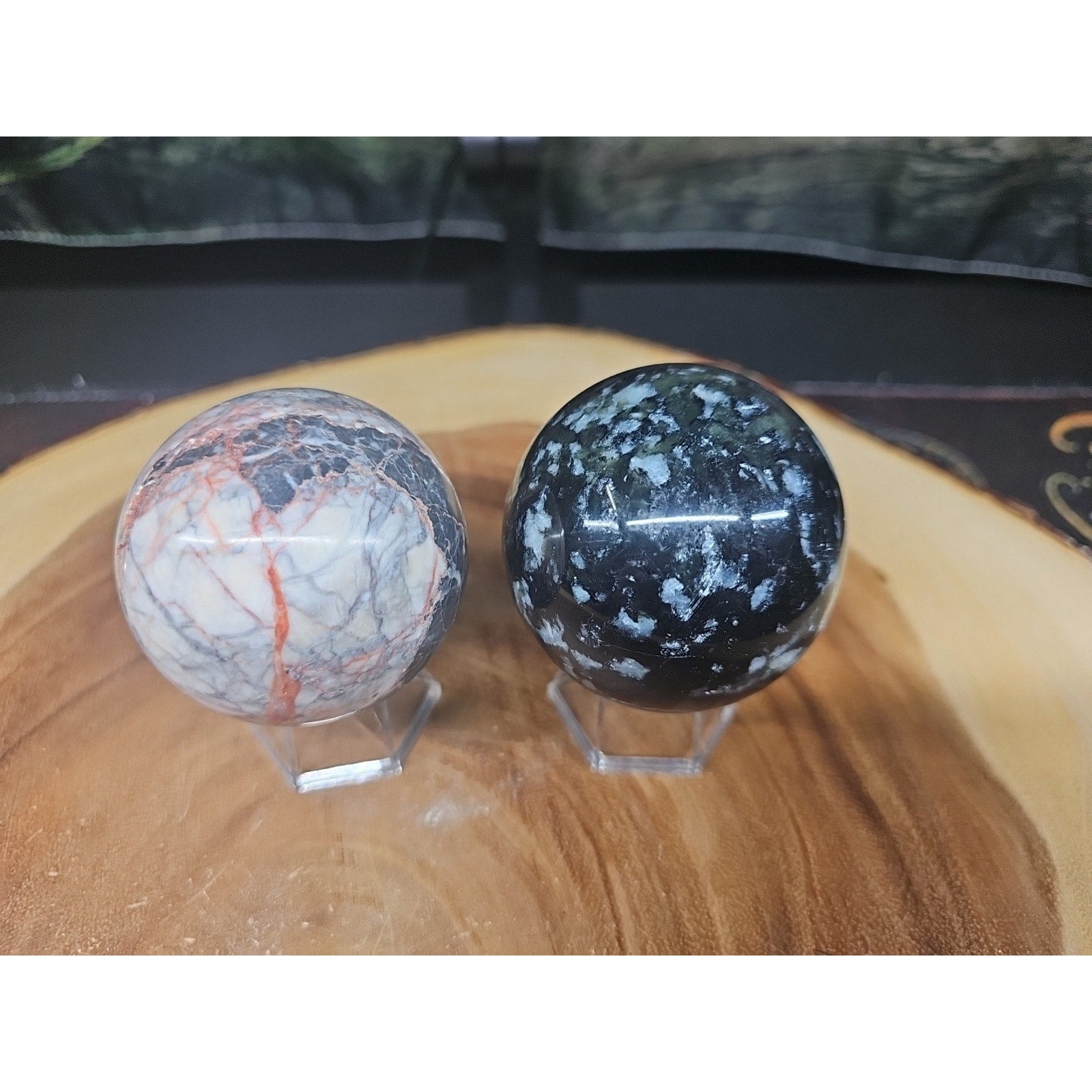 2Pcs A Set Of Natural Quartz Crystal Jasper Sphere Ball Polished 50-60mm &stand by CrystalCloud Company