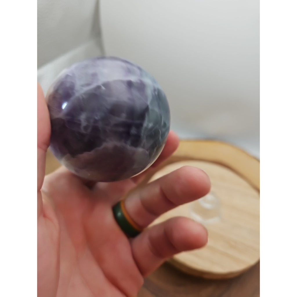 1.09lb Natural Rainbow Fluorite Quartz Crystal Sphere Ball Polished by CrystalCloud Company