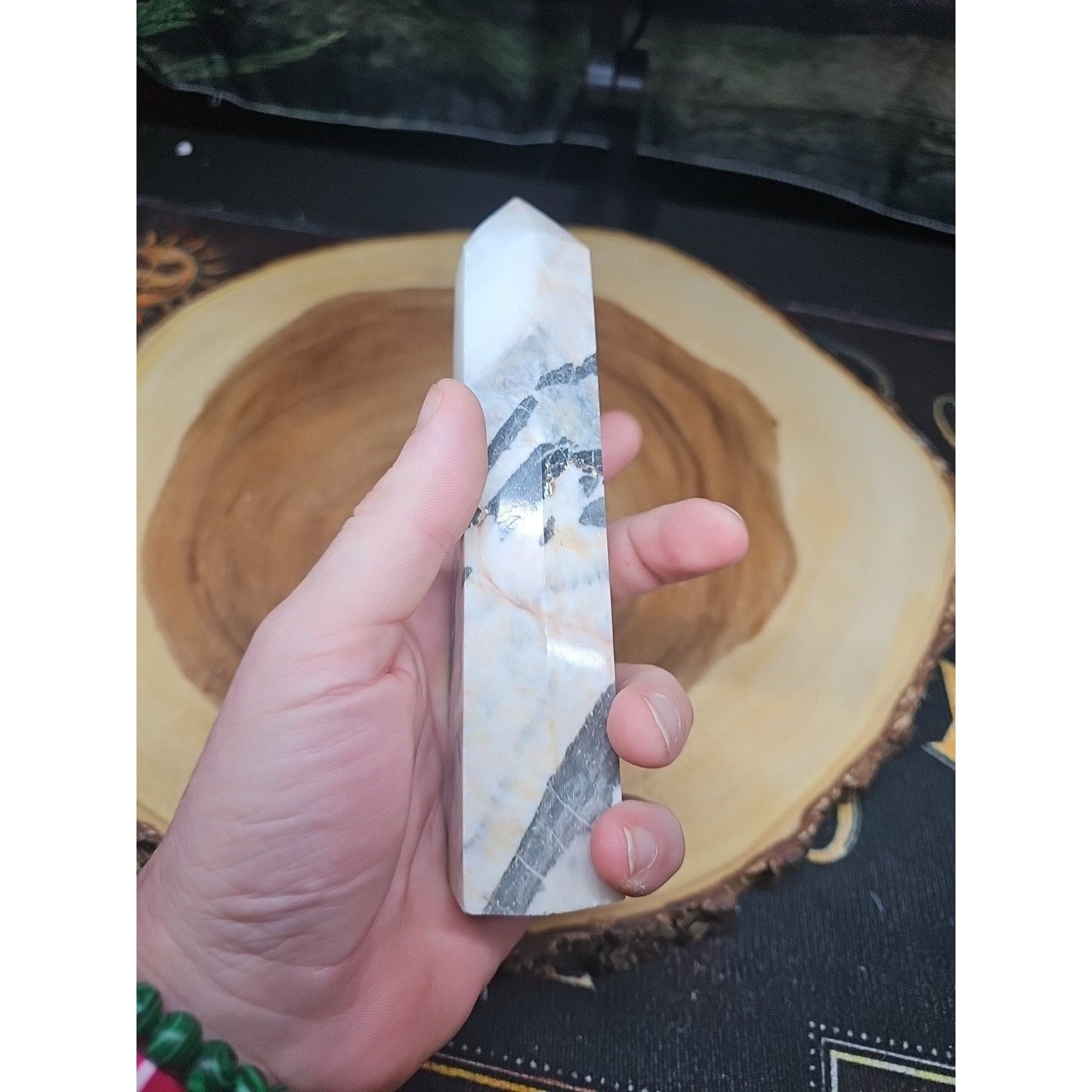 Zebra Stone Tower 347g 6.5in Tall by CrystalCloud Company