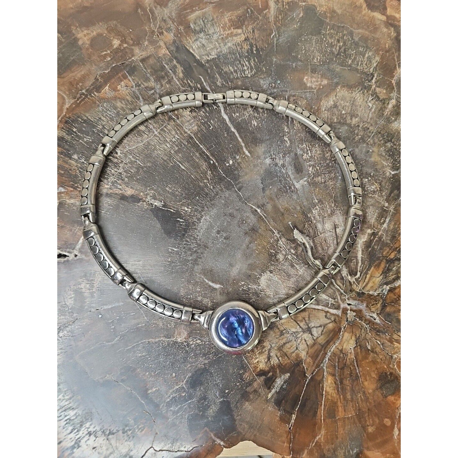 Silver Plated Necklace with Natural Stone Pendant by CrystalCloud Company