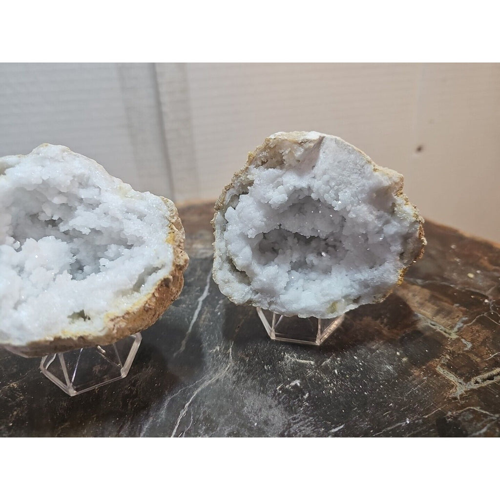 1.18lbs Pair Geode Crystal Moroccan Quartz W /Stands by CrystalCloud Company