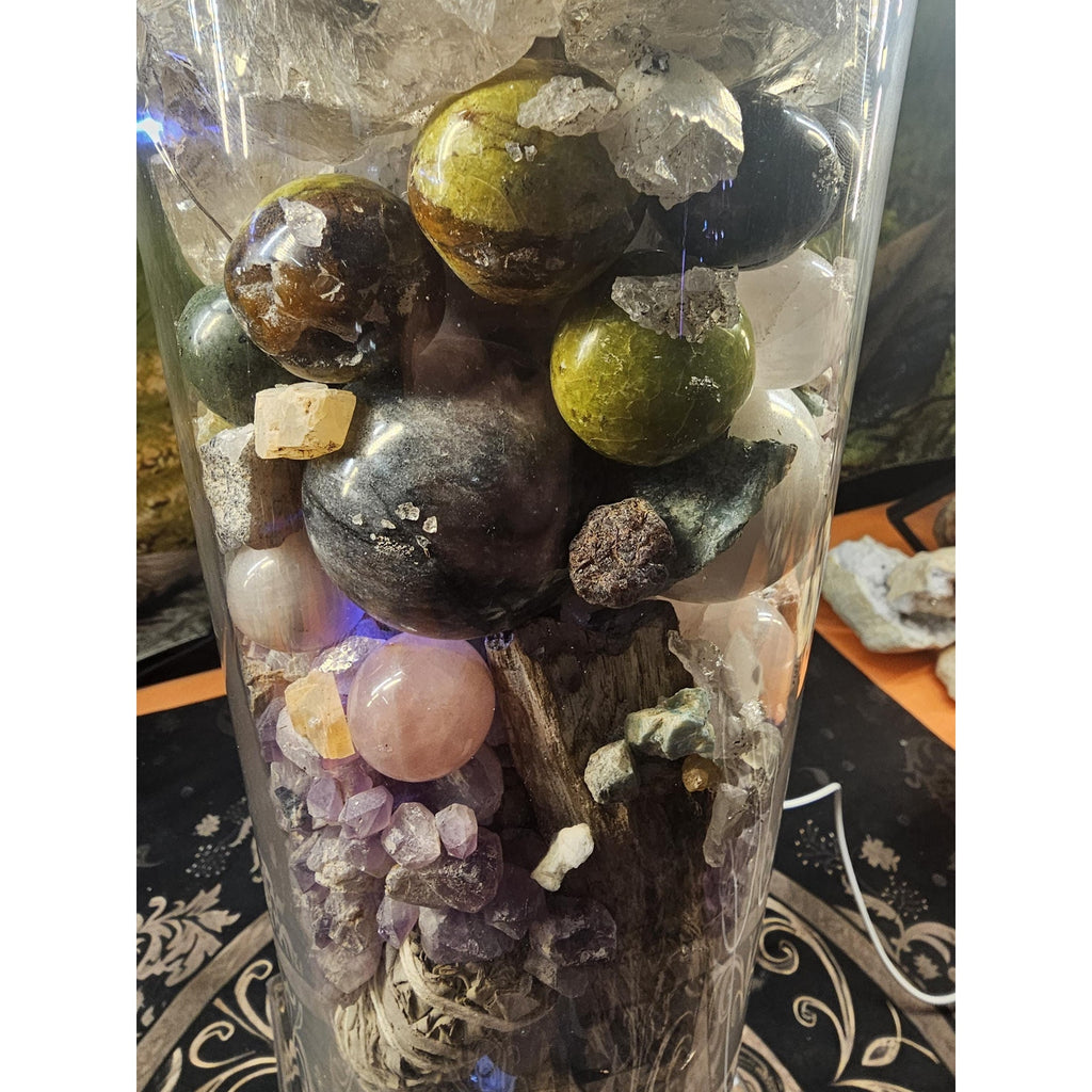 22lb Mixed Crystal Vase Collection - LED Fluorite Sphere & Amethyst | CrystalCloud Company by CrystalCloud Company