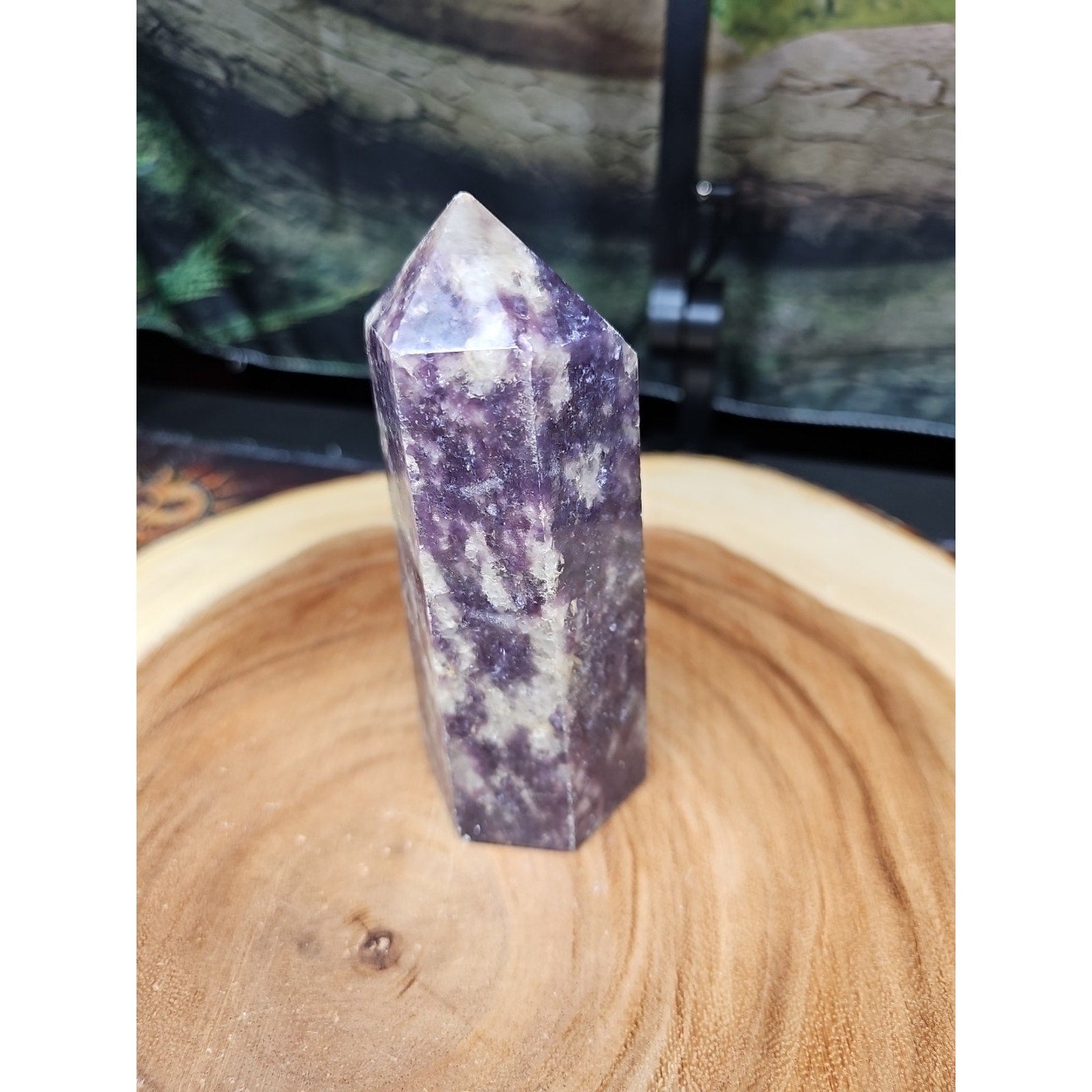 1ea Natural Purple Mica Lepidolite Crystal Point Tower Africa 539g by CrystalCloud Company
