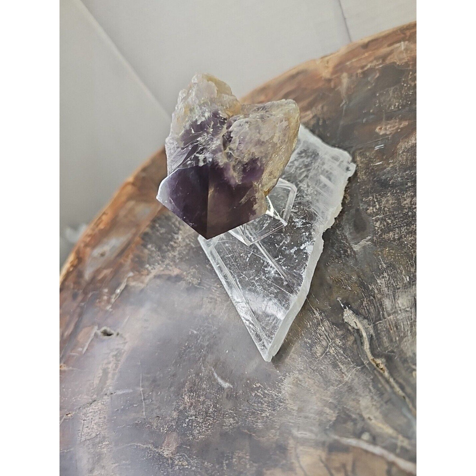 Amethyst Crystal Point with Selenite Base — 209g, Brazil | CrystalCloud Company by CrystalCloud Company