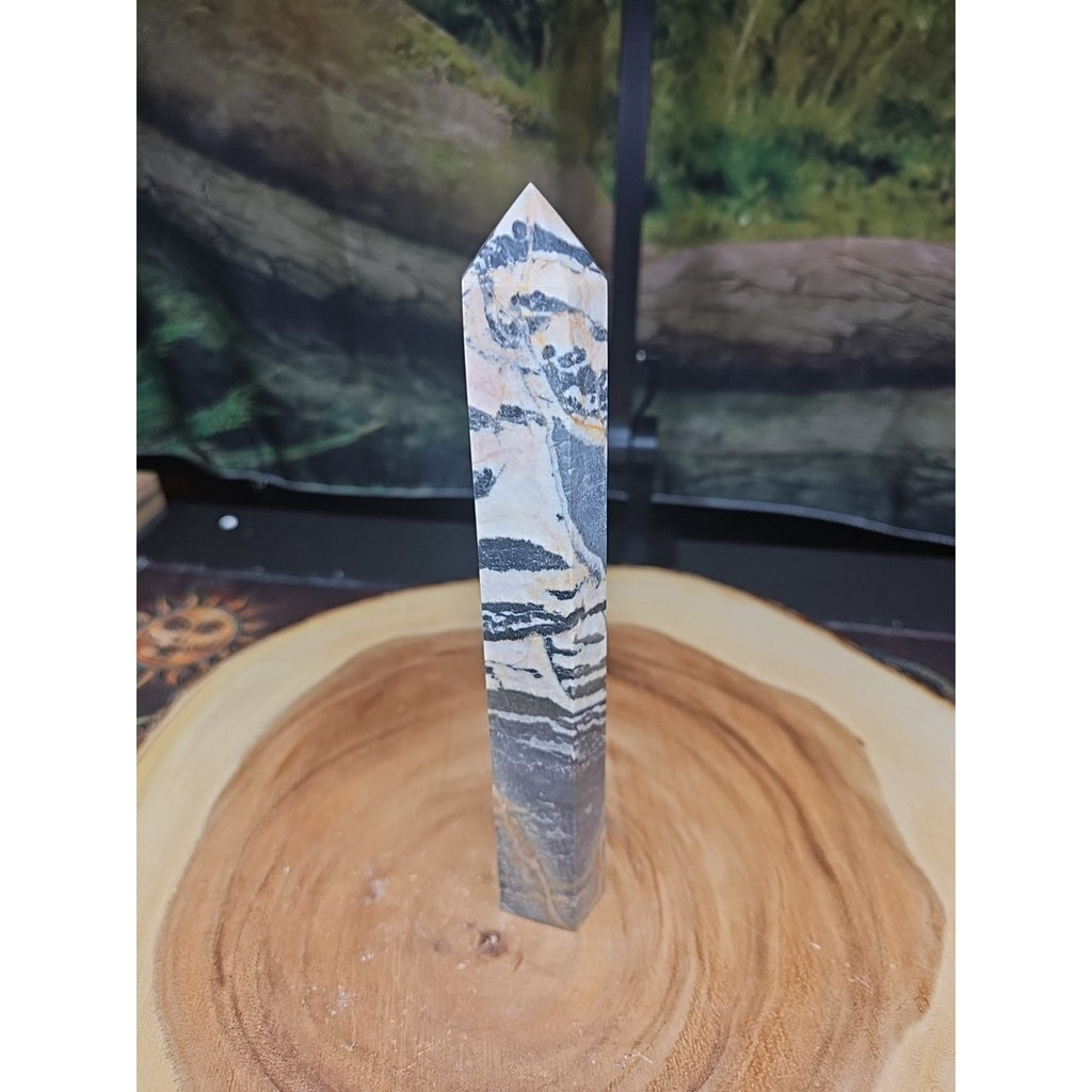 Zebra Stone Tower 443g 8in Tall by CrystalCloud Company