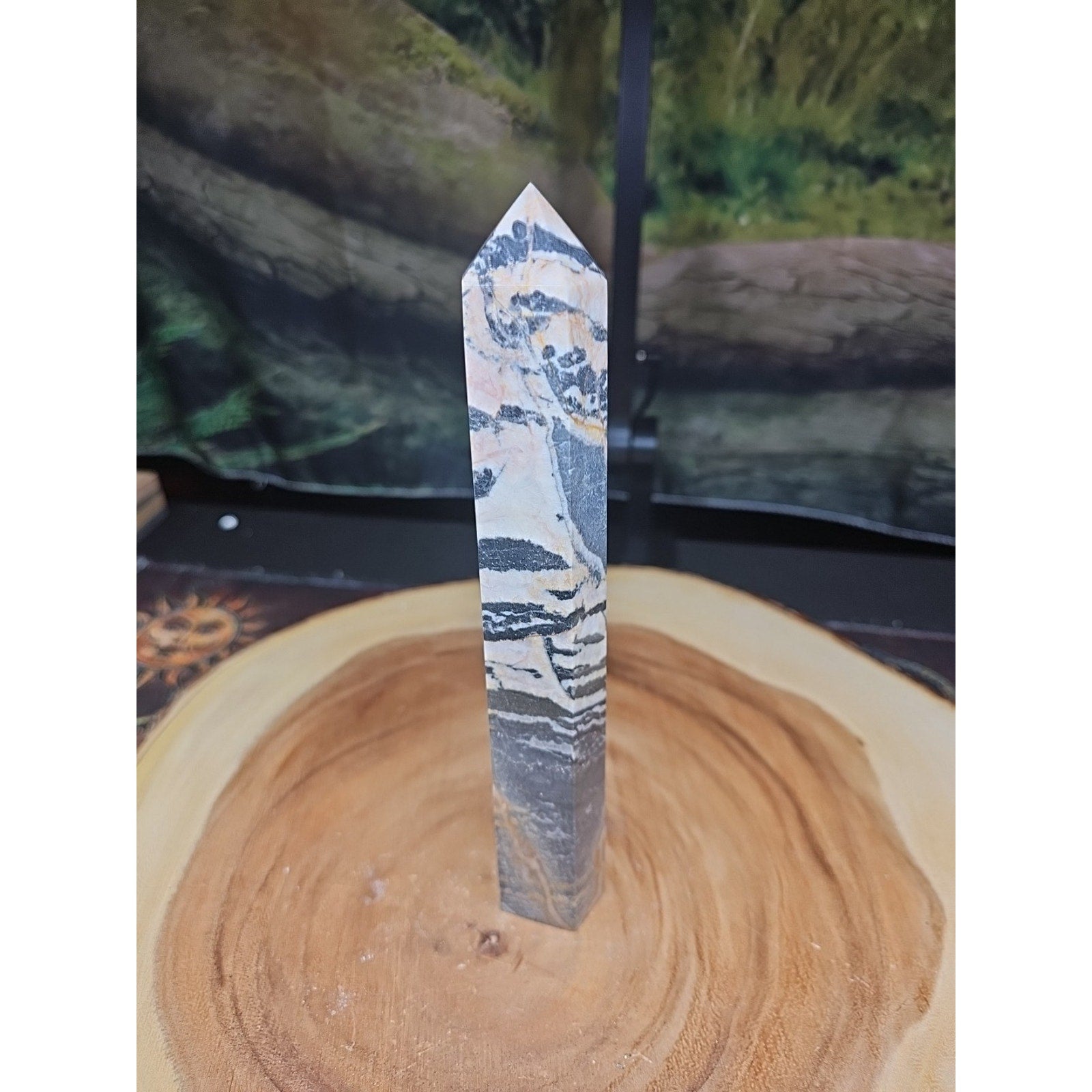 Zebra Stone Tower 443g 8in Tall by CrystalCloud Company