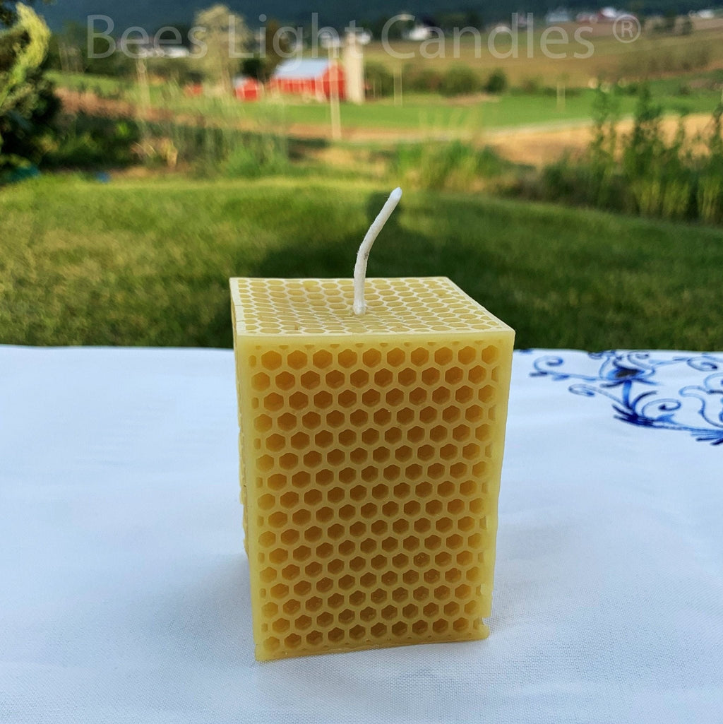Honeycomb Beeswax Square Pillar Candle
