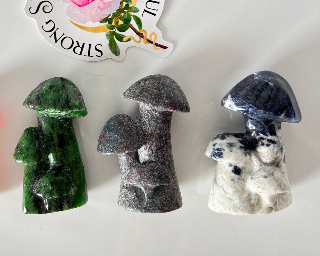Mushroom Family 2.5”, Ruby Zoisite or Sodalite