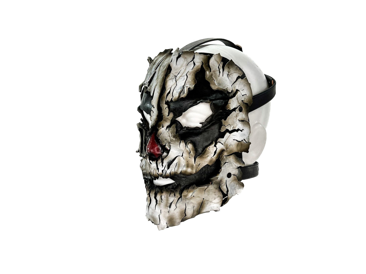 Genuine Leather Mask - Shattered Clown - Handmade Full Face Cover for Halloween, Performance or Cosplay Costume
