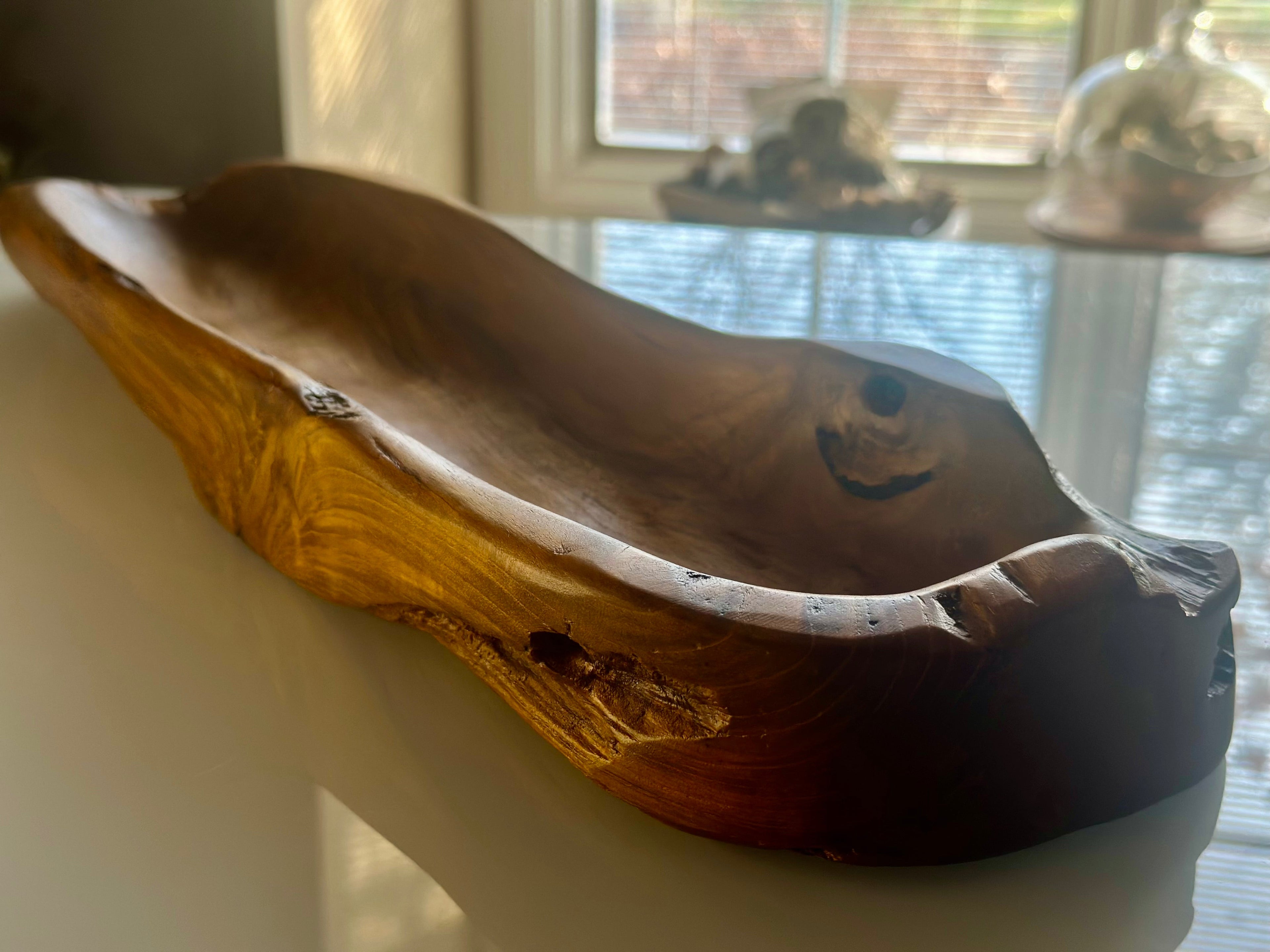 Teak Wood Bowl with Live Edge
