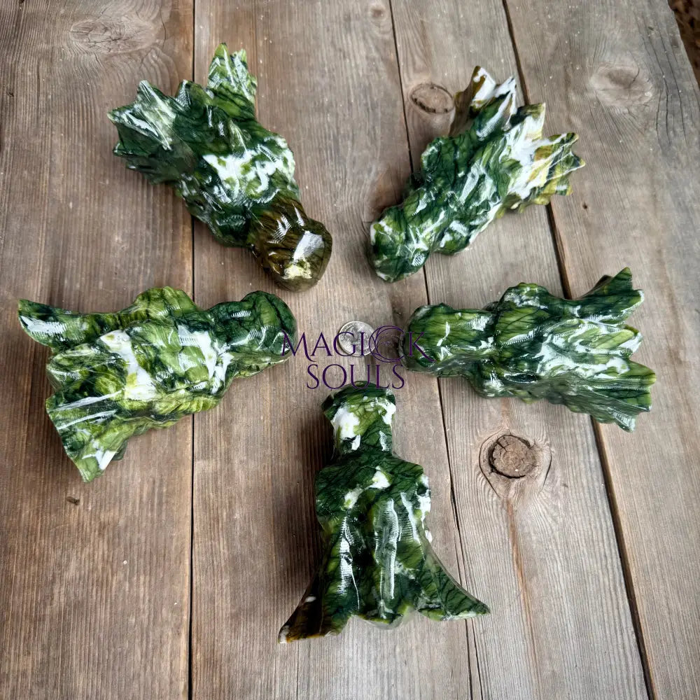Large Serpentine Jade Dragon Head Crystal Carving by Magick Souls