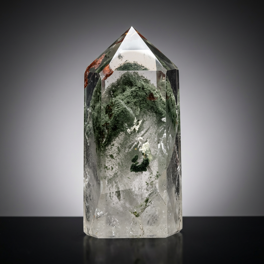 Madagascar Green Ghost Phantom Quartz Obelisk - 1.73LB Vitreous Healing Point | CrystalCloud Company by CrystalCloud Company