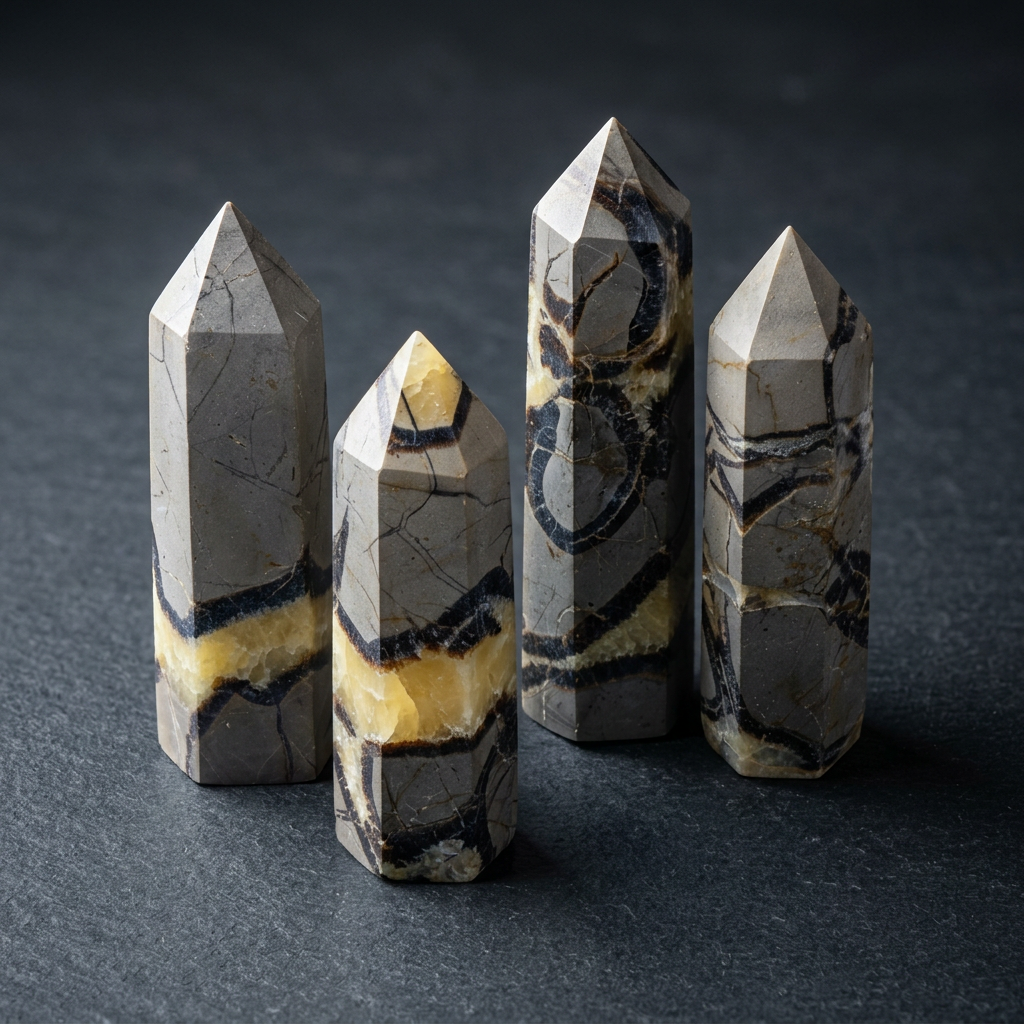 Dragon Septarian Geode Cluster Set — 1 lb, 4 Pieces from Madagascar | CrystalCloud Company by CrystalCloud Company