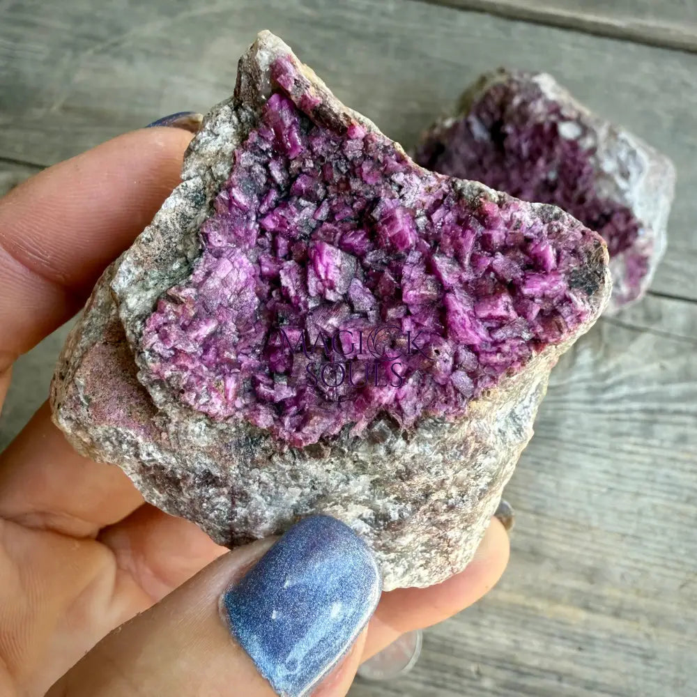 Natural Druzy Cobaltoan Calcite (Salrose) on Dolomite Matrix — Congo