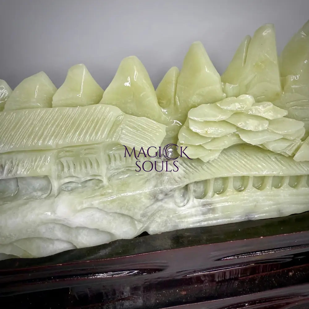 One-of-a-Kind Hand-Carved Crystal Jade Landscape Sculpture – Almost 7 Pounds! by Magick Souls