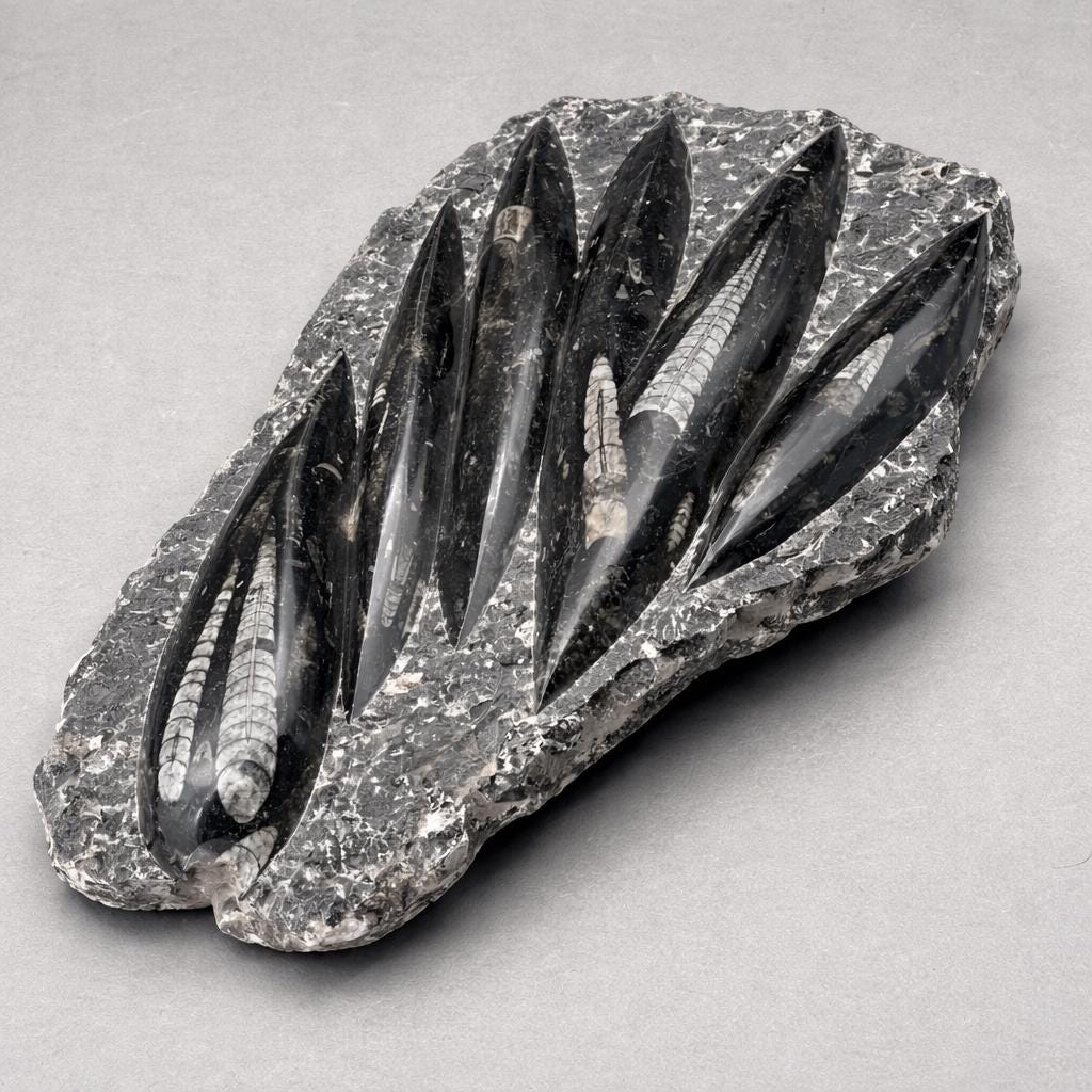 Orthoceras Fossil Plate Slab (1 Piece) Size 11 to 12 Inches Crystal Gemstone Home Decor by Crystal River Gems