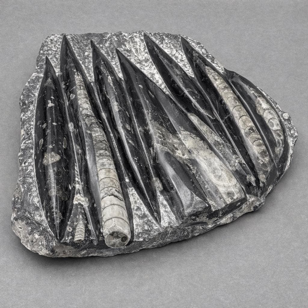 Orthoceras Fossil Plate Slab (1 Piece) Size 11 to 12 Inches Crystal Gemstone Home Decor by Crystal River Gems